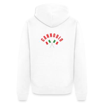 Cannobio Crossed Italian Flags  - Unisex Premium Organic Zip Hoodie - white - Back - Thijin (182cm)