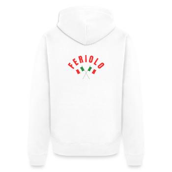 Feriolo Crossed Italian Flags Emblem - Unisex Premium Bio Zip Hoodie - Weiß - Hinten - Thijin (182cm)