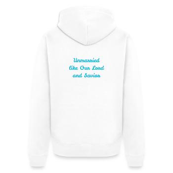 Unmarried Like Our Lord - Unisex Premium Organic Zip Hoodie - white - Back - Thijin (182cm)