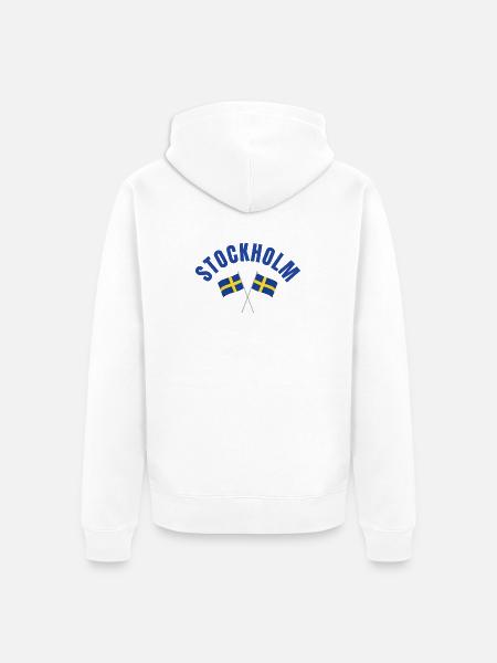 Stockholm Crossed Swedish Flags - Unisex Premium Organic Zip Hoodie - white