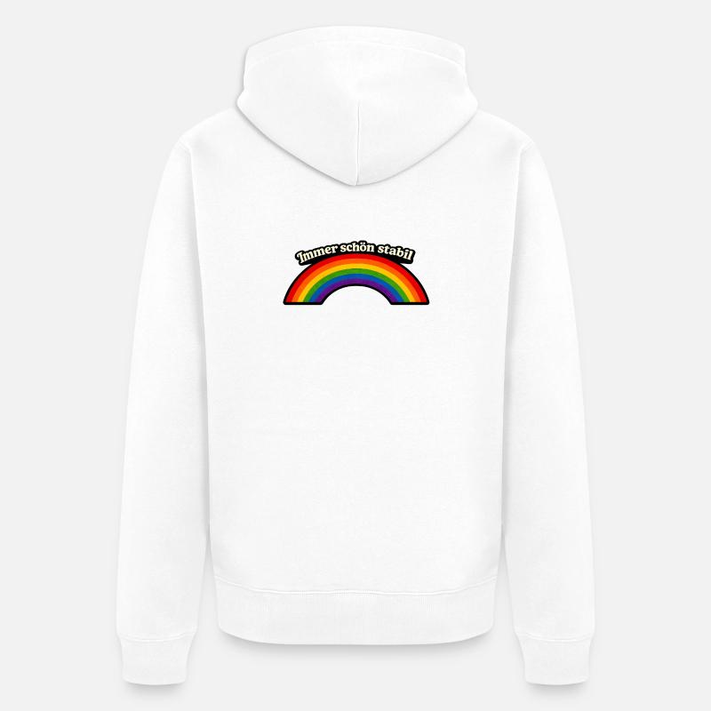 Immer schön stabil x Regenbogen - Unisex Premium Bio Zip Hoodie - Weiß