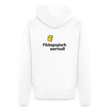 Pädagogisch wertvoll - Unisex Premium Bio Zip Hoodie - Weiß - Hinten - Thijin (182cm)