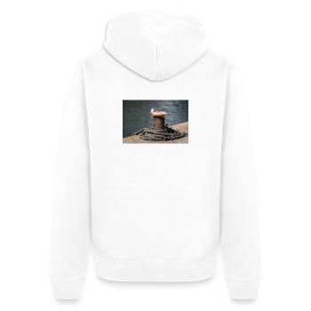 Poller im Hafen von Büsum Deutschland Poster - Unisex Premium Bio Zip Hoodie - Weiß - Hinten - Thijin (182cm)