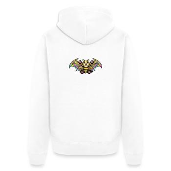 Regenbogenbat mit Flügeln - Unisex Premium Bio Zip Hoodie - Weiß - Hinten - Thijin (182cm)