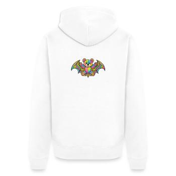 Regenbogenbär mit Flügeln - Unisex Premium Bio Zip Hoodie - Weiß - Hinten - Thijin (182cm)