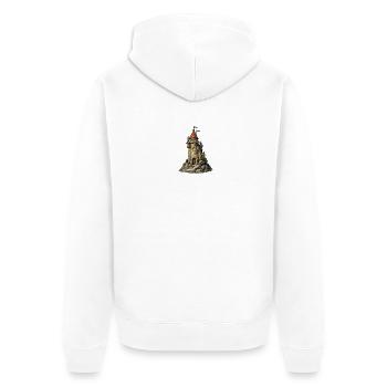 Burgturm am Felsen - Unisex Premium Bio Zip Hoodie - Weiß - Hinten - Thijin (182cm)