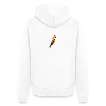 Feuerklinge Flammenschwert - Unisex Premium Bio Zip Hoodie - Weiß - Hinten - Thijin (182cm)