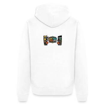 Good Zeiten Good Life Kunst Print - Unisex Premium Bio Zip Hoodie - Weiß - Hinten - Thijin (182cm)