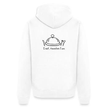 Ich esse, also bin ich - Unisex Premium Bio Zip Hoodie - Weiß - Hinten - Thijin (182cm)