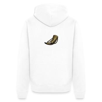 Goldener Hornschmuck - Unisex Premium Bio Zip Hoodie - Weiß - Hinten - Thijin (182cm)