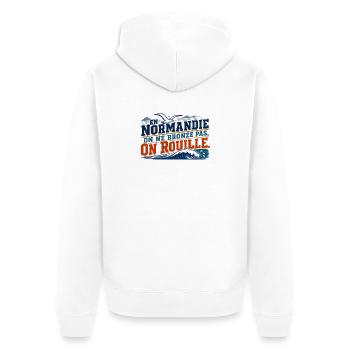 Normandie, on ne bronze pas, on rouille - Veste à capuche bio Premium Unisexe - blanc - Dos - Thijin (182cm)