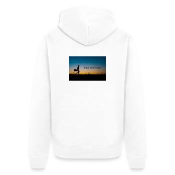Play every day Evening light - Unisex Premium Organic Zip Hoodie - white - Back - Thijin (182cm)