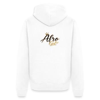 Afro Girl Gold Crown - Unisex Premium Organic Zip Hoodie - white - Back - Thijin (182cm)