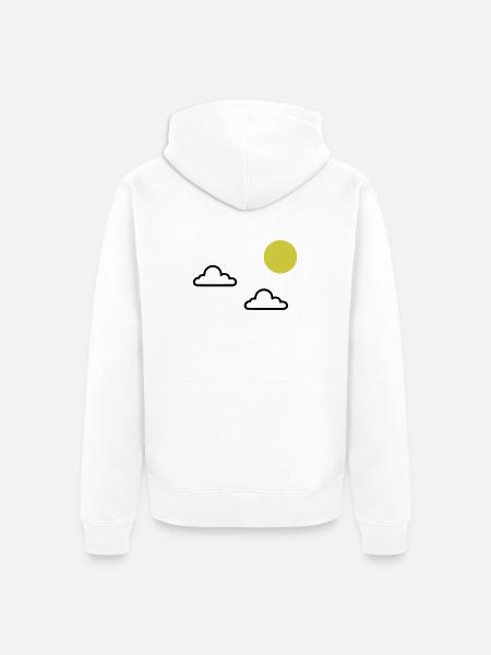 Wolken mit Sonne Minimal - Unisex Premium Bio Zip Hoodie - Weiß