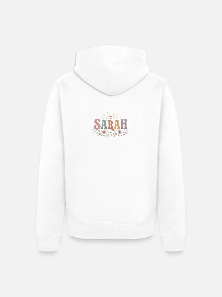 Sarah Blütenkranz mit Sonnenstrahlen - Unisex Premium Bio Zip Hoodie - Weiß