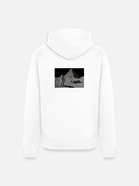 Begegnung mit der Mondpyramide - Unisex Premium Bio Zip Hoodie - Weiß