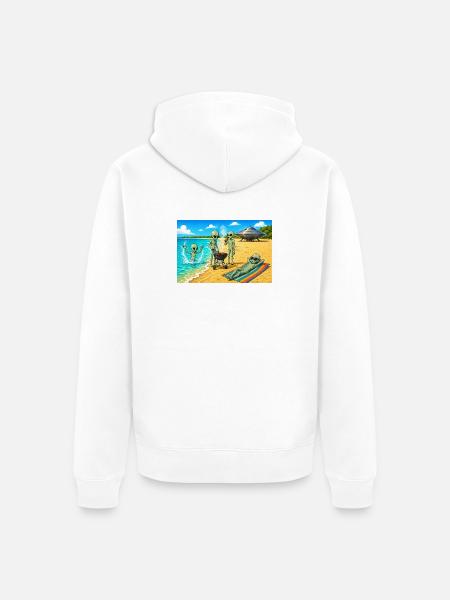 Alien Beach BBQ Day - Unisex Premium Bio Zip Hoodie - Weiß