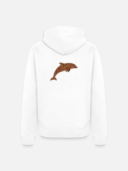 Delfin_braun - Unisex Premium Bio Zip Hoodie - Weiß