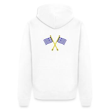 Griechische Flagge - Unisex Premium Bio Zip Hoodie - Weiß - Hinten - Thijin (182cm)