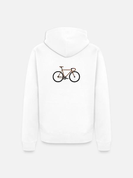 Fixie Bike braun - Unisex Premium Bio Zip Hoodie - Weiß