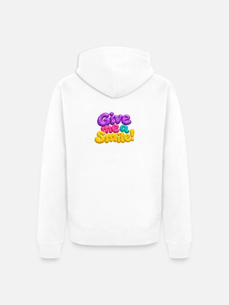 Schenk mir ein Lächeln! - Unisex Premium Bio Zip Hoodie - Weiß