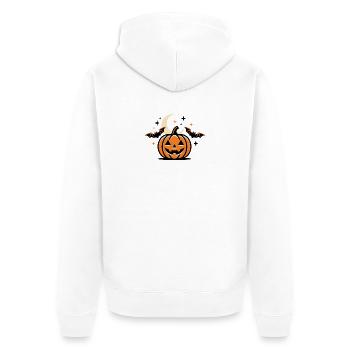Kran-o-lantern, Fledermäuse und Halbmond bei Nacht - Unisex Premium Bio Zip Hoodie - Weiß - Hinten - Thijin (182cm)