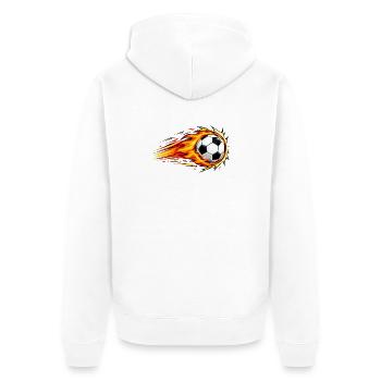 Flammender Fußball-Dynamikschlag - Unisex Premium Bio Zip Hoodie - Weiß - Hinten - Thijin (182cm)