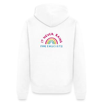 It never rains for Fascists - Unisex Premium Bio Zip Hoodie - Weiß - Hinten - Thijin (182cm)
