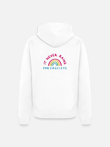 It never rains for Fascists - Unisex Premium Bio Zip Hoodie - Weiß