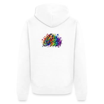 Gegen Nazis Regenbogen  Briefklammer Büroklammer - Unisex Premium Bio Zip Hoodie - Weiß - Hinten - Thijin (182cm)