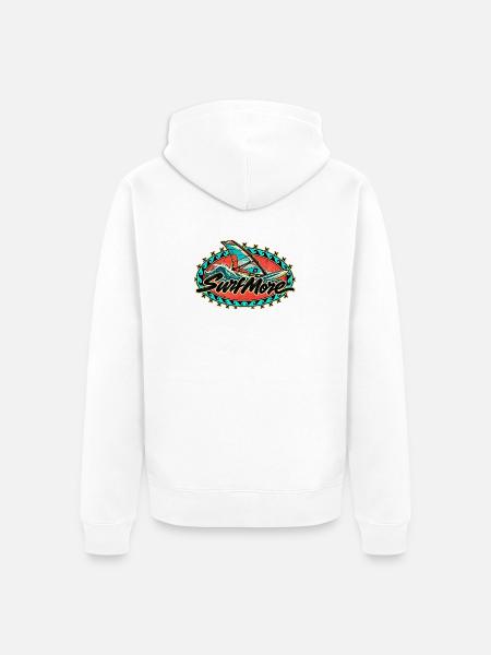 Surf More Retro Surf-Design - Unisex Premium Bio Zip Hoodie - Weiß