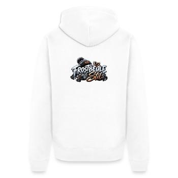 Frostbeule mit Stil - Unisex Premium Bio Zip Hoodie - Weiß - Hinten - Thijin (182cm)