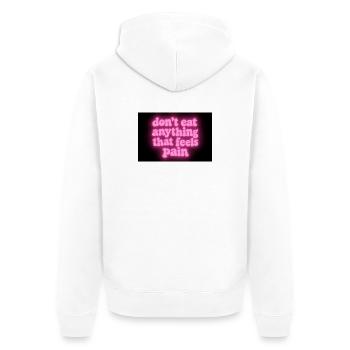 Werde vegan und rette die Tiere - Unisex Premium Bio Zip Hoodie - Weiß - Hinten - Thijin (182cm)