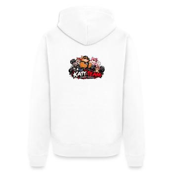 Katzenteam stärker zusammen - Unisex Premium Bio Zip Hoodie - Weiß - Hinten - Thijin (182cm)