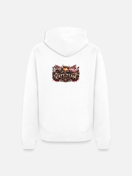 Katzenteam Wikingerkrieger - Unisex Premium Bio Zip Hoodie - Weiß