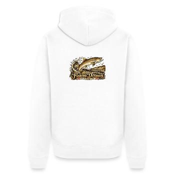 Dänemark Angeln  - Unisex Premium Bio Zip Hoodie - Weiß - Hinten - Thijin (182cm)
