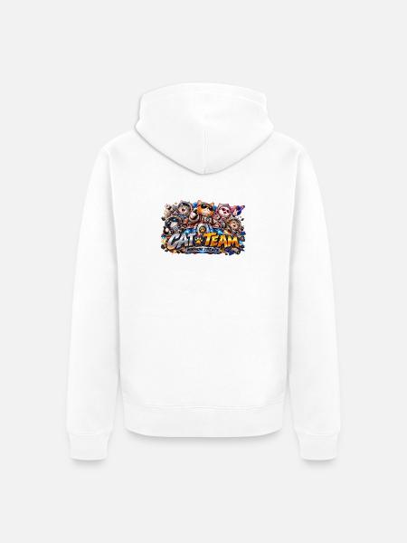 Katzenteam: Weltraummission Candy - Unisex Premium Bio Zip Hoodie - Weiß