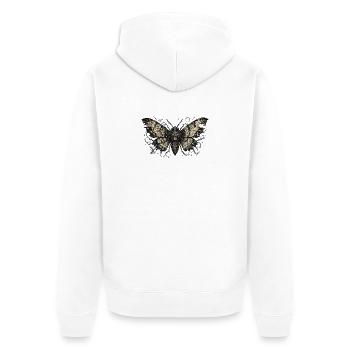 Steampunk-Motte mit Schlüsselflügeln - Unisex Premium Bio Zip Hoodie - Weiß - Hinten - Thijin (182cm)