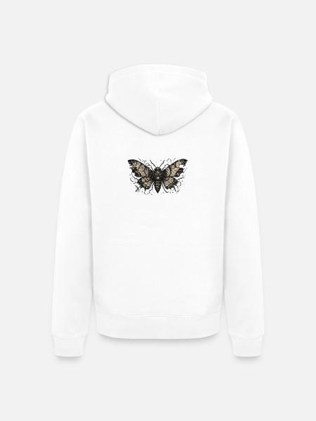 Steampunk-Motte mit Schlüsselflügeln - Unisex Premium Bio Zip Hoodie - Weiß