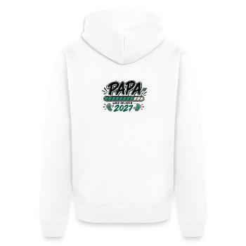 Papa wird geladen 2027 - Geschenk werdender Vater - Unisex Premium Bio Zip Hoodie - Weiß - Hinten - Thijin (182cm)