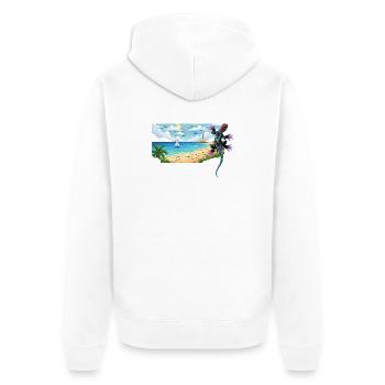 Eidechse - Unisex Premium Bio Zip Hoodie - Weiß - Hinten - Thijin (182cm)