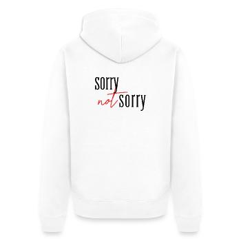 Sorry Not sorry  - Unisex Premium Bio Zip Hoodie - Weiß - Hinten - Thijin (182cm)