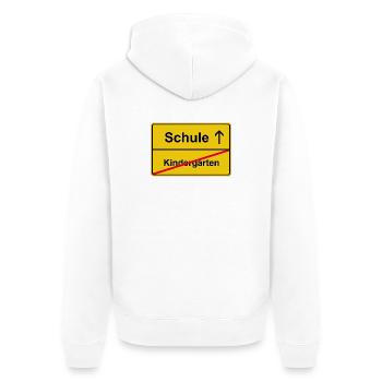 Schule Kindergarten Einschulung Lustiges Motiv - Unisex Premium Bio Zip Hoodie - Weiß - Hinten - Thijin (182cm)