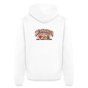 Weihnachten bei uns – Liebe Chaos Plätzchen - Unisex Premium Bio Zip Hoodie - Weiß - Hinten - Thijin (182cm)