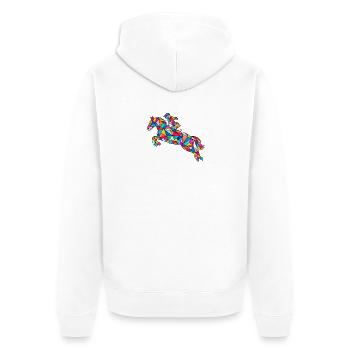 Reiten Pferd Reiterin - Unisex Premium Bio Zip Hoodie - Weiß - Hinten - Thijin (182cm)