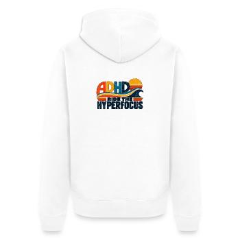 ADHD – My Own Frequency - Unisex Premium Bio Zip Hoodie - Weiß - Hinten - Thijin (182cm)