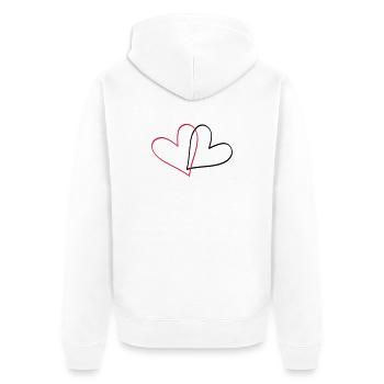 Herzen Herz Geschenkidee Partnerlook - Unisex Premium Bio Zip Hoodie - Weiß - Hinten - Thijin (182cm)