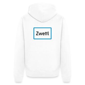 Zwettl - Unisex Premium Bio Zip Hoodie - Weiß - Hinten - Thijin (182cm)