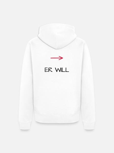 Er will Junggesellenabschied Pfeil - Unisex Premium Bio Zip Hoodie - Weiß
