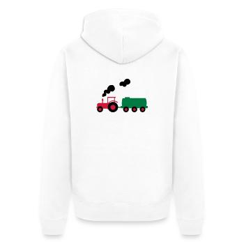 traktor trecker landwirtschaft - Unisex Premium Bio Zip Hoodie - Weiß - Hinten - Thijin (182cm)
